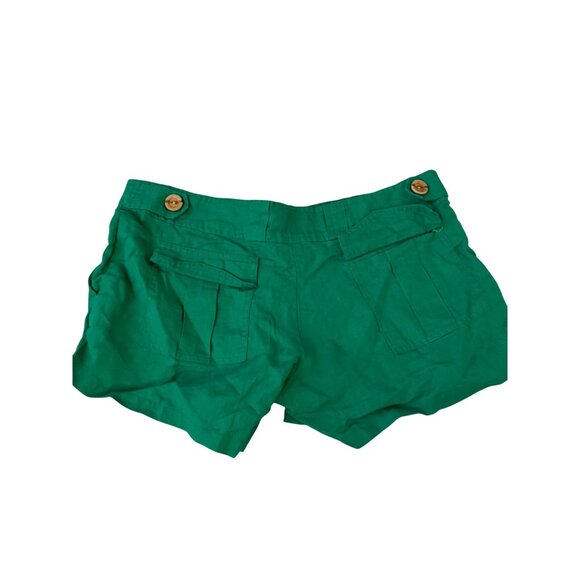 Lucy Love Green Linen Low Rise Shorts Women's Size L Y2K - Picture 4 of 4